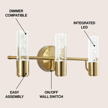 Bolha Minimalist Modern Bubble Acrylic/Iron Integrated LED Vanity Light